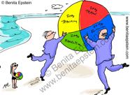 beach child businessmen beachball cartoon 1116